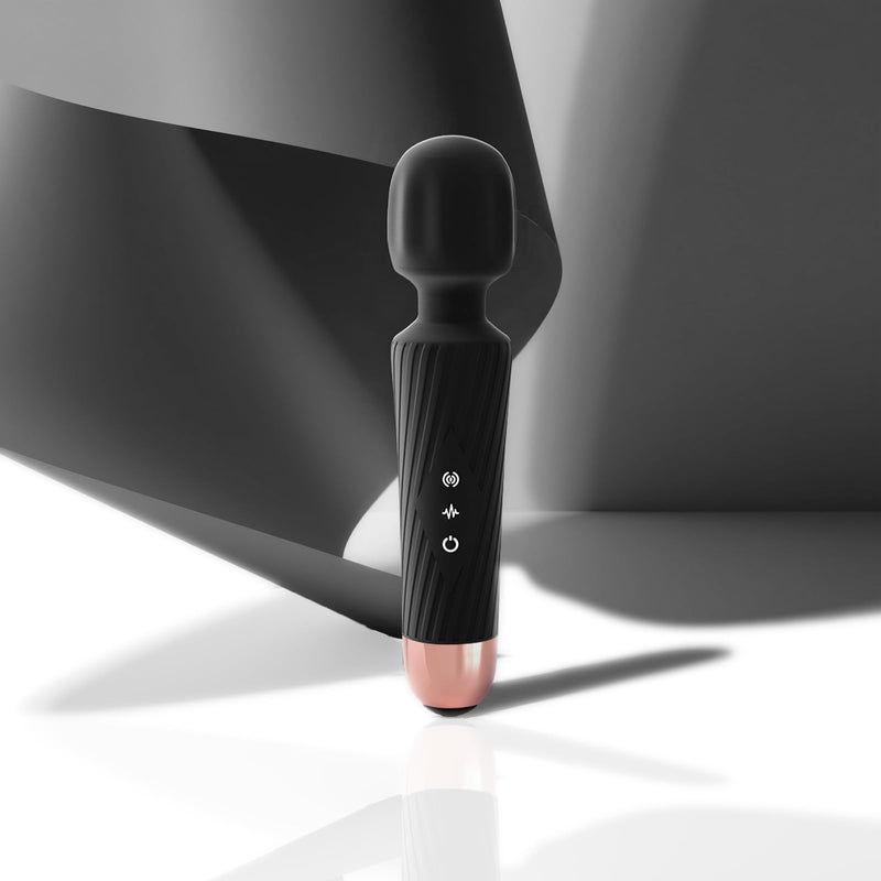 [Australia] - Massage Wand Handheld Cordless Massager - 3 Hrs Runtime & Quiet Powerful Waterproof - Deep Tissue Massager for Ultimate Relaxation Tool - 20 Modes 8 Speeds, Memory Feature, Gift (Black) Black 
