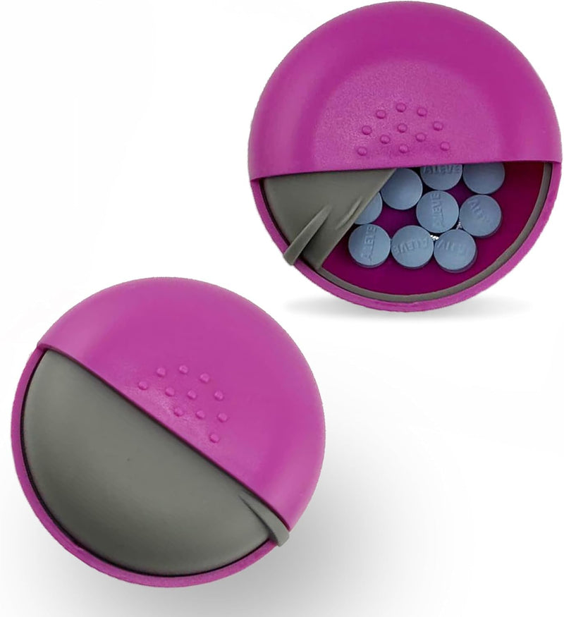 Round Travel Pill Organizer - Portable Small Pill Box for Purse - Compact, Leak-Proof Medicine Container for Pills, Vitamins, Fish Oil, Supplements - BPA-Free, Durable Design, 2.75" (Pink) Pink