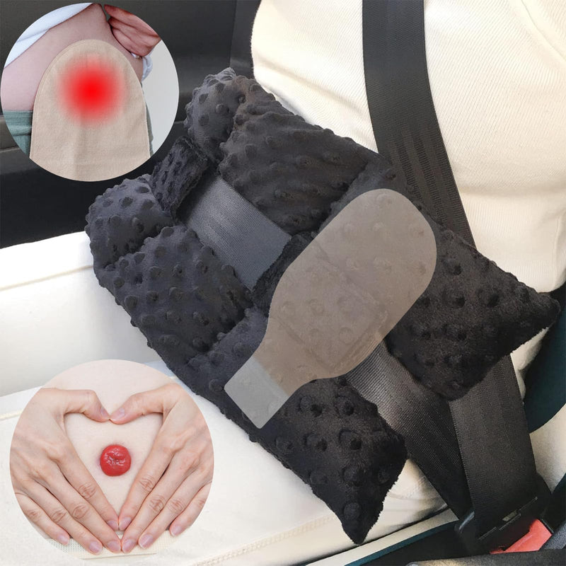 [Australia] - Ostomy Seatbelt Pillow Ostomy Supplies Seat Belt Protector for Stoma Guard Colostomy Bag Cover Supplies Ileostomy Urostomy Support Riding Cushion Minky Dot Black 1pcs Black 