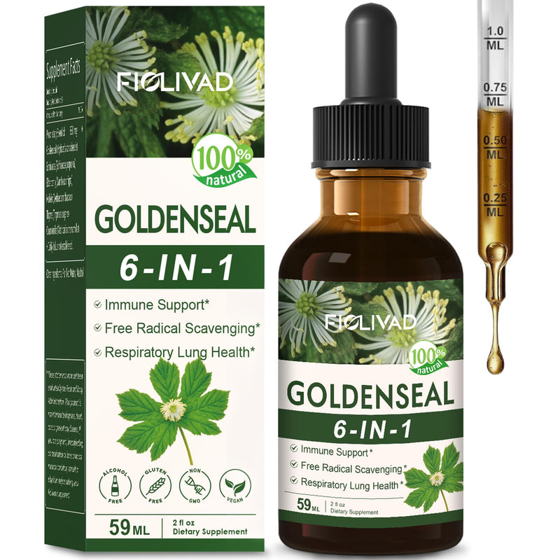 [Australia] - Goldenseal Root Extract Liquid Drop, 6-in-1 Formula for Immune and Respiratory Lung Health Support, Goldenseal Supplement with Echinacea Golden Seal, Mullein Thyme. Fast Absorption. 2oz Original 2 Fl Oz (Pack of 1) 