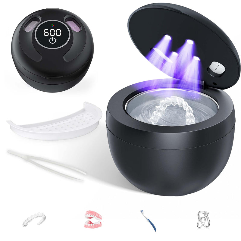 [Australia] - Ultrasonic Retainer Cleaner(2025 Upgraded), 45kHz Cleaning Machine for Dentures, Mouth Guards, Braces, Toothbrush & Jewelry, 200ML Denture Cleaner with 4 Modes for Dental Care 