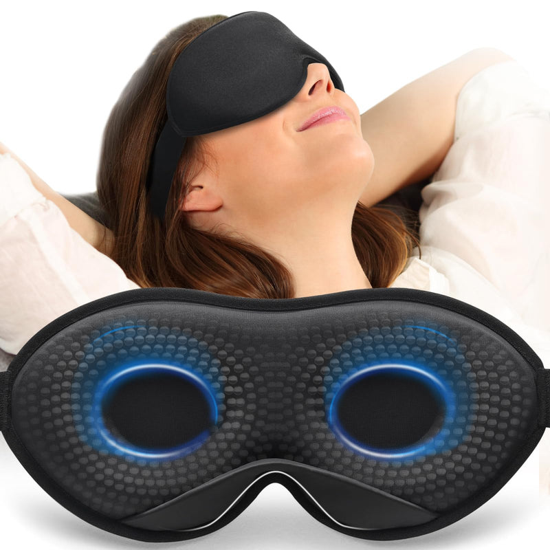 [Australia] - MABAO Weighted Eye Mask for Sleeping, Blackout 3D Contoured Sleep Mask with Adjustable Strap for Women Men, Memory Foam, Gentle Pressure Relief Comfort Eye Cover Blindfold for Insomnia & Travel -Black Black 