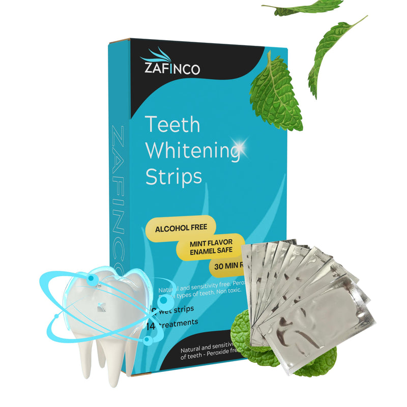 Teeth Whitening Strips for a Brighter Smile - 28 Mint Flavored Sensitive Teeth Whitening Strips, Dentist Recommended,-Non Toxic, Peroxide Free & Enamel Safe - 14 Treatments, Made in USA
