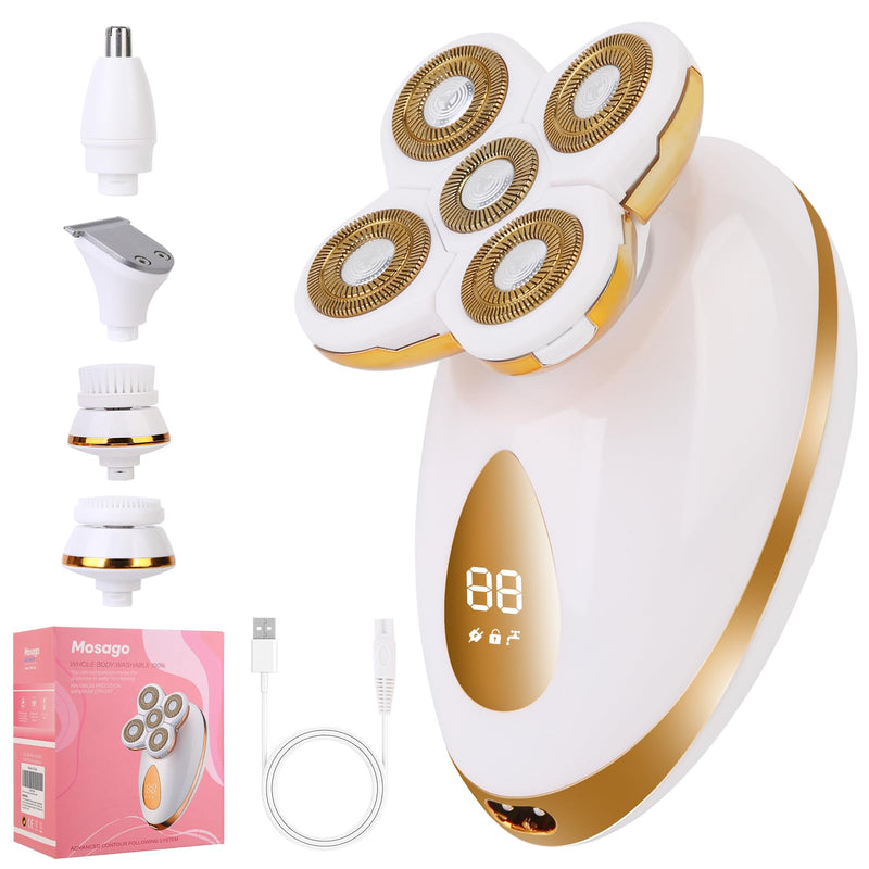 [Australia] - Electric Razors for Women, 5 in 1 Painless Rechargeable Dusk Shaver Womens, Women's Shavers Everything, Lady Leg/Bikini/Face Hair Removal Products, Female Wet Dry Shaving Machine 
