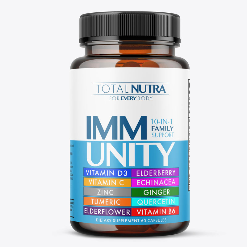 10-In-1 Immune Support Supplement: Immune Boosters for Adults & Kids Daily Immunity Defense with Key Immune System Vitamins Zinc, Vitamin C and D, Plus Elderberry, Quercetin, Echinacea & More, 60 Caps 60 Count (Pack of 1) Capsule