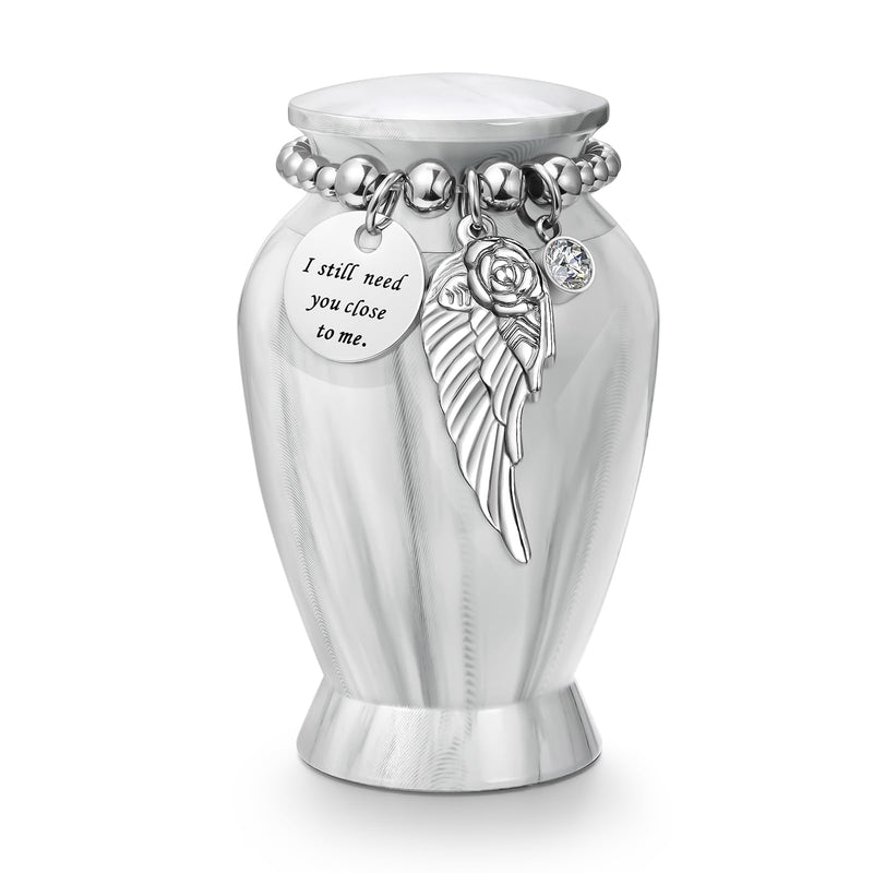 [Australia] - Dletay Small Urns for Human Ashes Keepsake 2.85 Inch Memorial Mini Cremation Urn for Women Men Aluminum Decorative Funeral Urns - Marble White Marble-White 