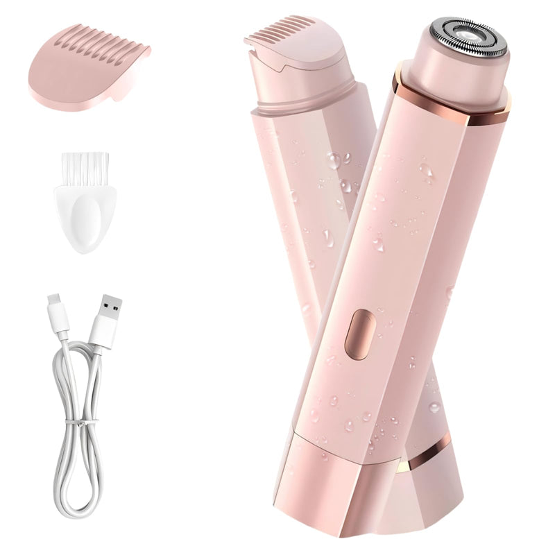 [Australia] - Bikini Trimmer for Women, 2 in 1 Electric Razors for Women, IPX7 Waterproof, USB Rechargeable Wet and Dry Shaver, Suitable for Hair Removal All Over The Body Pink 