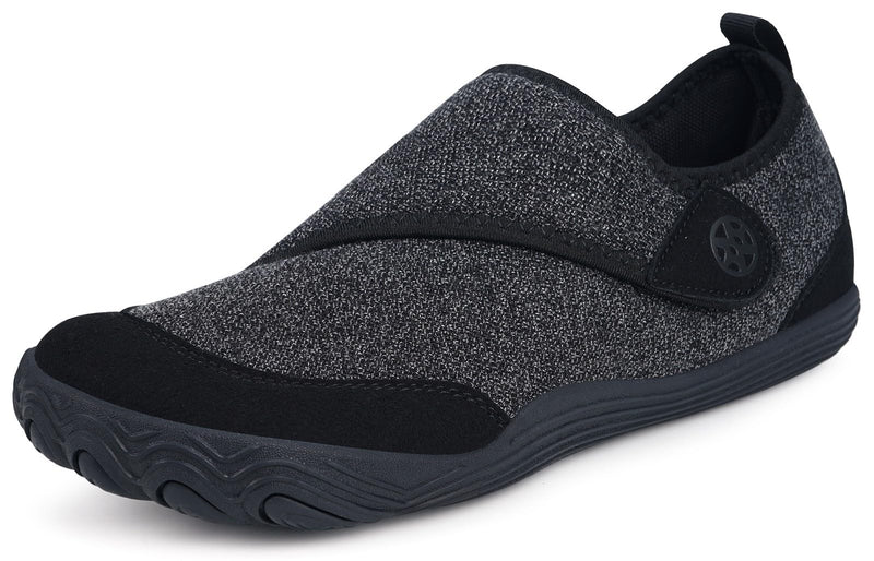 [Australia] - Sisttke Womens Mens Barefoot Slippers Wide Diabetic Shoes with Arch Support Orthopedic Adjustable Walking Slipper Arthritis Edema Swollen House Shoes Indoor Outdoor 9 Wide Women/7.5 Wide Men Black 