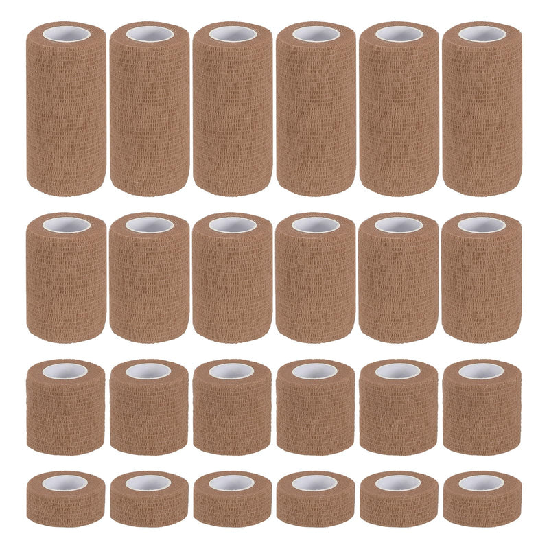 [Australia] - PATIKIL 1"/2"/3"/4" Self Adhesive Bandage Wrap, 24 Pcs 5 Yard Elastic Self Breathable Self Adherent Wrap Tape for Stretch Athletic Sports Wrist Ankle Outdoor Tape, Dark Skin 