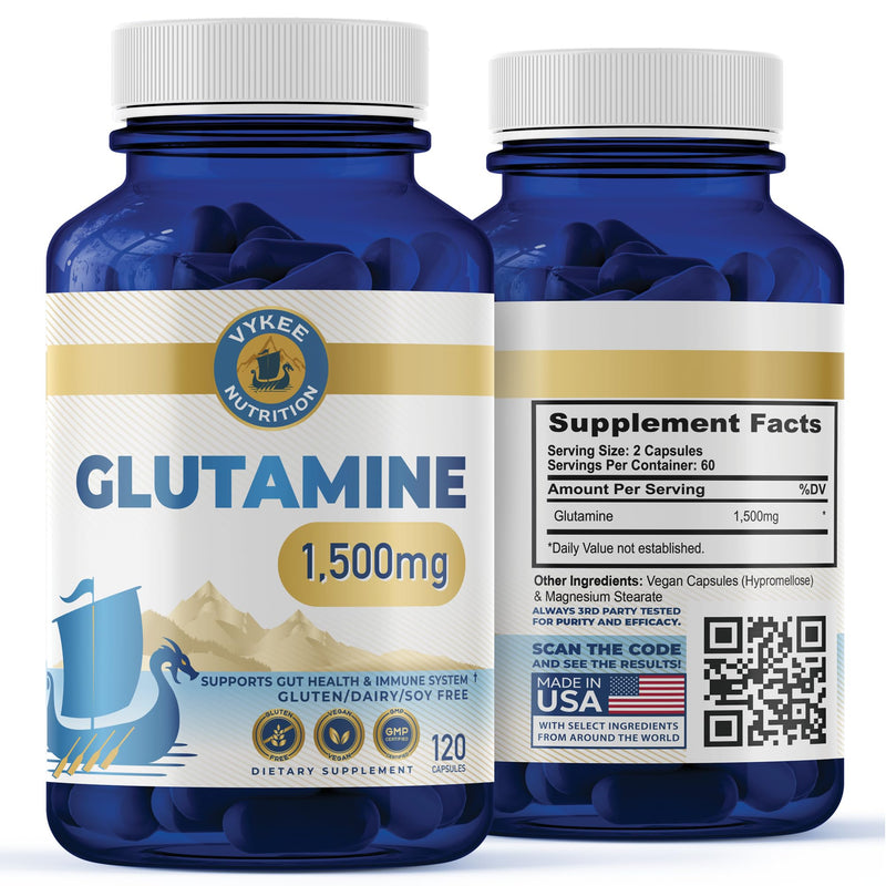 [Australia] - L-Glutamine Capsules ‚Äì 1500mg High-Potency Amino Acid for Muscle Recovery, Gut Health & Immune Support | Vegan, Non-GMO | 120 Capsules 