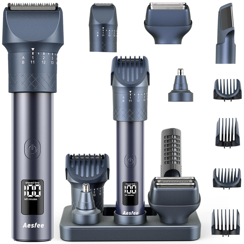 [Australia] - Beard Trimmer and Clippers Set for Men with Foil Shavers, Precision Dial Adjustable 20 Lengths, All-in-One Hair Trimmers for Face Head Nose Full Body, IPX7 Waterproof Wet/Dry, USB-C Rechargeable Dock 