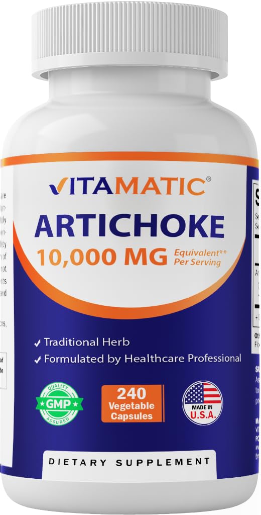 [Australia] - Vitamatic Artichoke Extract Vegetable Capsules 1000mg 240 Count - 10:1 Extract 1000 mg - Non-GMO, Gluten Free Supplement - Made in The USA 