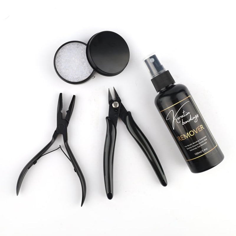 [Australia] - Keratin Extension Tool Kit Hair Extension Pliers K/I/U/V Tip Hair Extensions Bonding Cutter 20g Italian Keratin Glue Beads for Fusion Keratin Bonding Glue Remover for Pre-bonded Extensions Clear 