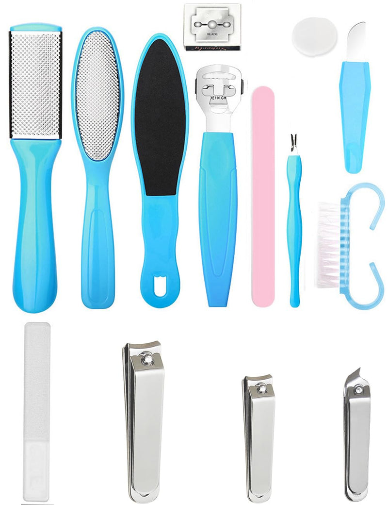 [Australia] - Stainless Callus Removers Set Foot File Pedicure Tools Kit for Feet Nail Clippers Set Fingernail Clipper Toenail Clipper Nail Care Tool with Travel Case for Men Women 