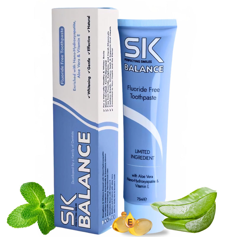 [Australia] - SK Balance Fluoride Free Toothpaste - Nano Hydroxyapatite, Helps Remineralize & Whitening The Teeth, Appropriate for Sensitivity - Aloe Vera & Vitamin E for Soothing Gums (75 ml) 