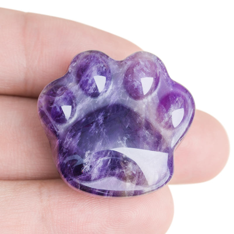 [Australia] - Cat Amethyst Crystals and Healing Stones, Natural Stone for Anxiety Relief, Emotional Balance & Positive Energy, Worry Stones for Stress Relief, Unique Gift for Crystal Cat Lovers Women Men (Amethyst) 