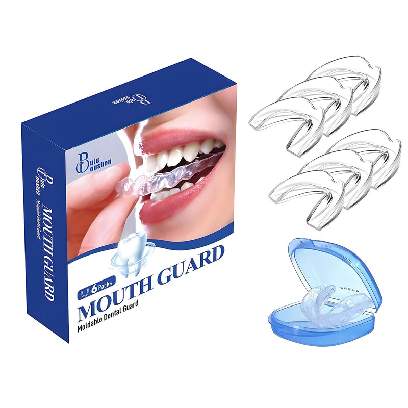 Mouth Guard for Grinding Teeth at Night，buluoushen Night Guard，6 Pack Night Guards for Teeth Grinding，Teeth Grinding Mouth Guard for Sleep,2 Sizes & 1 Travel Case
