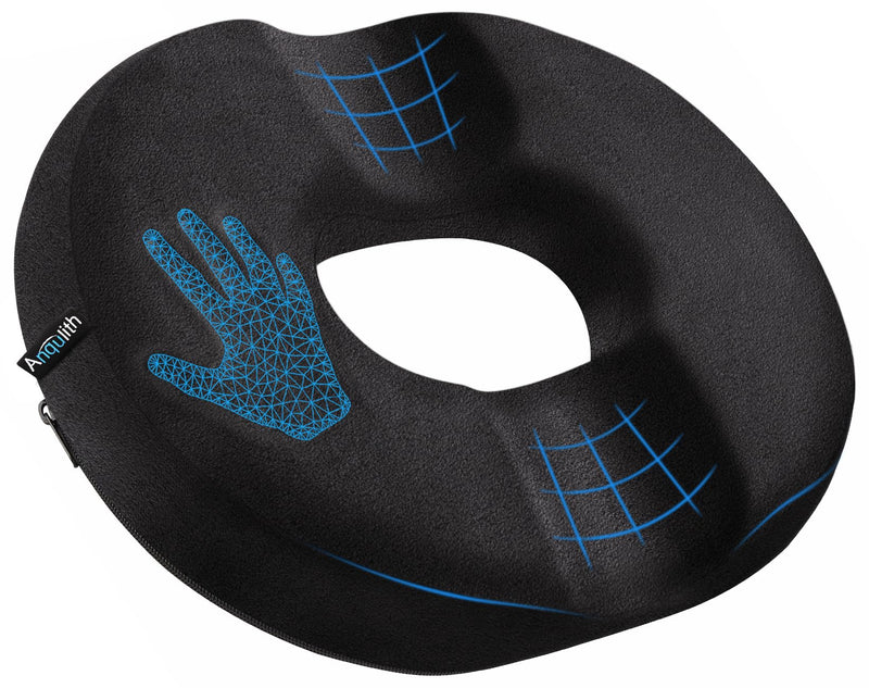 [Australia] - Donut Pillow, Donut Cushion for Tailbone Pain Relief and Hemorrhoids, Donut Seat Cushion for Coccyx, Sciatica, Surgery and Postpartum, Hemorrhoid Pillow for Long Sitting Office Workers, Car Drivers Carbon Black 