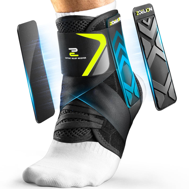 [Australia] - Quick Lace Up Ankle Brace with Side Stabilizing Pads, Slim Fit Ankle Support Brace, Adjustable & Breathable Ankle Support for Men Women, Ankle Stabilizer for Sprain,Injury Recovery,Sports,M M (Ankle size:12"-13")/Pack of 1 Black 