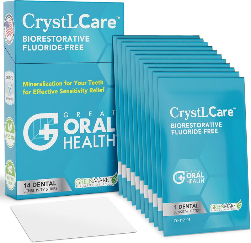 [Australia] - CrystLCare Tooth Sensitivity Treatment for Lasting Relief for Adults & Kids ‚Äì Sensitive Teeth Dental Strips for Nano Hydroxyapatite Enamel Remineralization & Sensitive Tooth Enamel Repair (14 Count) 