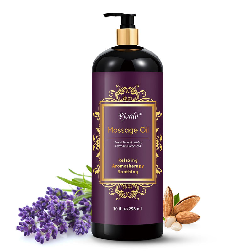 [Australia] - Aromatherapy Lavender Massage Oil, 10 fl oz Relaxing Massage Oil for Massage Therapy with Grape Seed, Sweet Almond & Jojoba, Spa Quality Oils for Soothing, Calming 10 Fl Oz (Pack of 1) 
