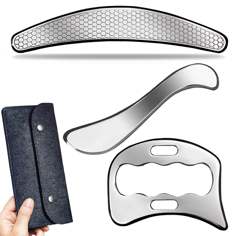 [Australia] - 3 in 1 Professional IASTM Massage Tool Set, Stainless Steel Muscle Scraper, Physical Therapy Tools for Soft Tissue GYX COELE-03 