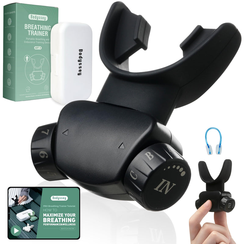 [Australia] - Breathing Trainer | Premium Silicone Trainer | Boost Breathing Patterns | Adjustable Resistance Levels | Compact, Portable, and Easy to Maintain (Black) 