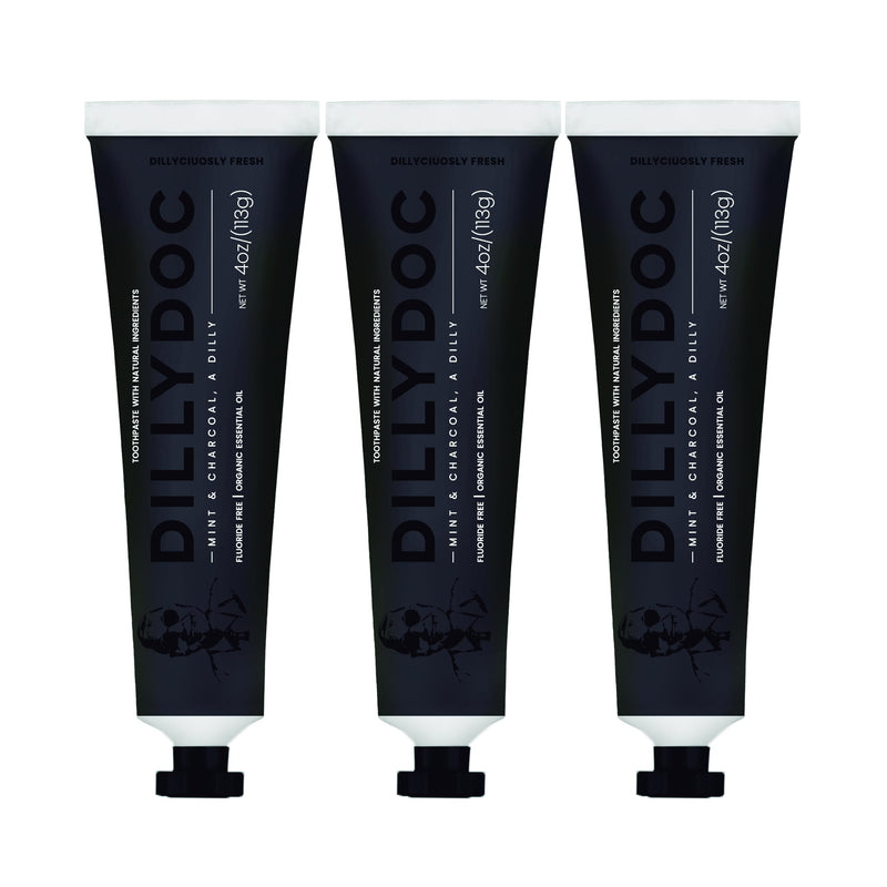 [Australia] - Fluoride-Free Mint Toothpaste for Fresh Breath, Gentle on Teeth, Natural Ingredients, Eco-Friendly Bioplastic Tube, Sustainable Oral Care for Adults and Kids (3 Pack, Mint & Charcoal) 1.33 Fl Oz (Pack of 3) 