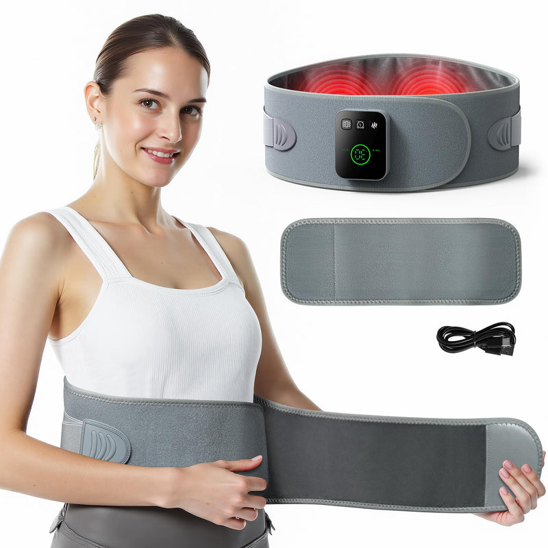 Koonie Cordless Heating Pad for Back Pain Relief, 47”-57” Portable Heating Back Brace with 3 Heat Levels, 3 Vibration Mode, 20/30/40Min Timer, 5000mAh Battery, Auto-Off, Lower Back Massager with Heat