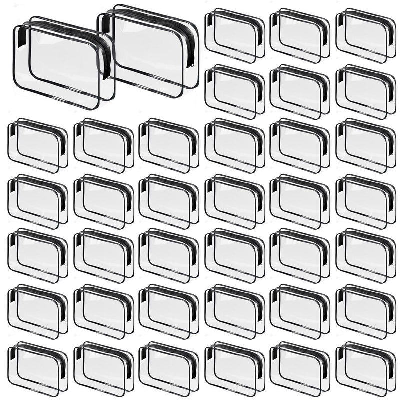 36 Pieces Clear Makeup Bags Bulk with Zipper, Transparent Portable Toiletry Bags Waterproof Plastic Organizer Cases Travel Cosmetic Pouches for Bathroom and Women and Men Vacation