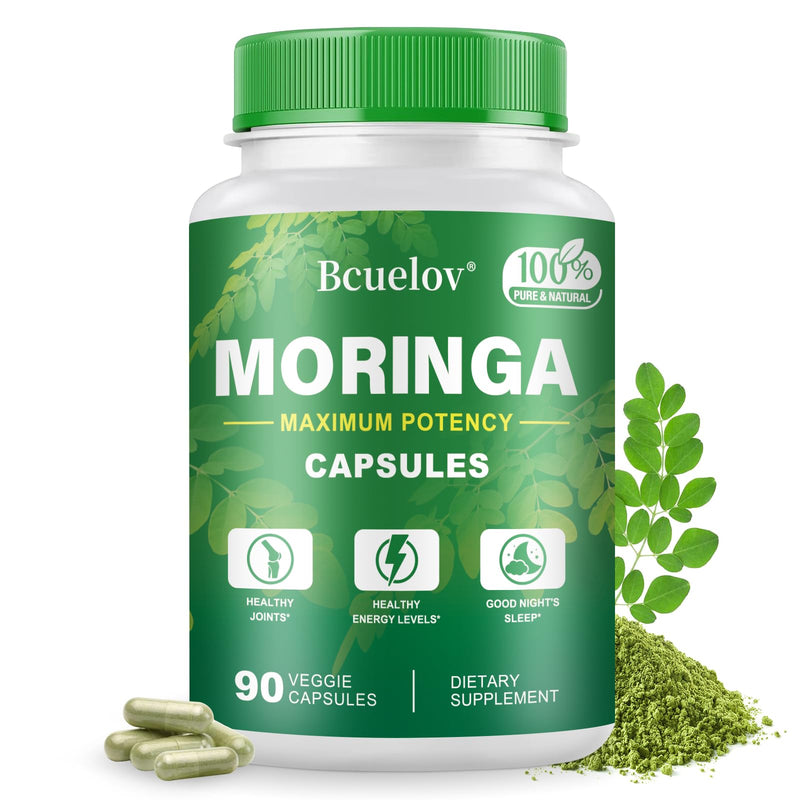 Moringa Capsules | 800mg Pure Moringa Powder Capsules – Supports Energy, Skin & Gut Health, Immune System – Green Superfood with Vitamins & Amino Acids (90 Caps) 90 Count (Pack of 1)