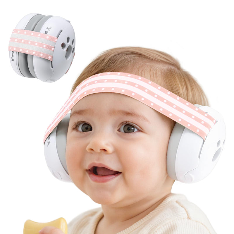 [Australia] - Yoofoss Baby Ear Muffs Noise Protection for Infant and Babies Up to 36 Months - Noise Cancelling Headphones for Ear Protection, Sleep, Travel Baby Essentials Pink 0-36 Months 