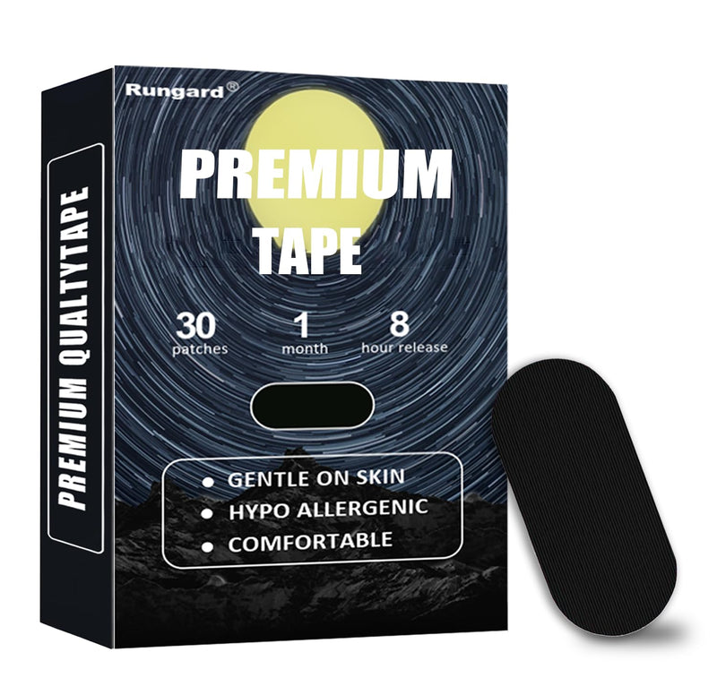[Australia] - 30 Pcs Black Gentle Breathable Mouth Tape for Sleeping - Black Micropore Tape, Hypoallergenic & Pain Free Removal Pain Free Removal,Latex Free & Gentle On Skin - Skin Friendly Adhesive Cotton Tape 