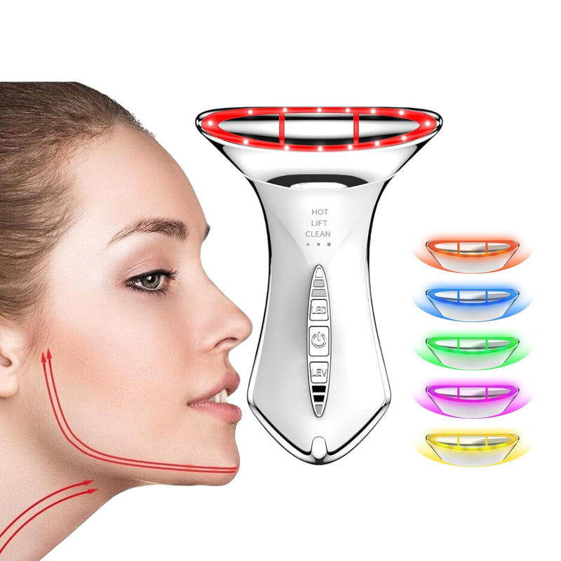 Upgraded Version | Neck Face Toning Device with 5 Color Led for Skin Care Wrinkles, Double Chin, Water Resistant at-Home Face Tool