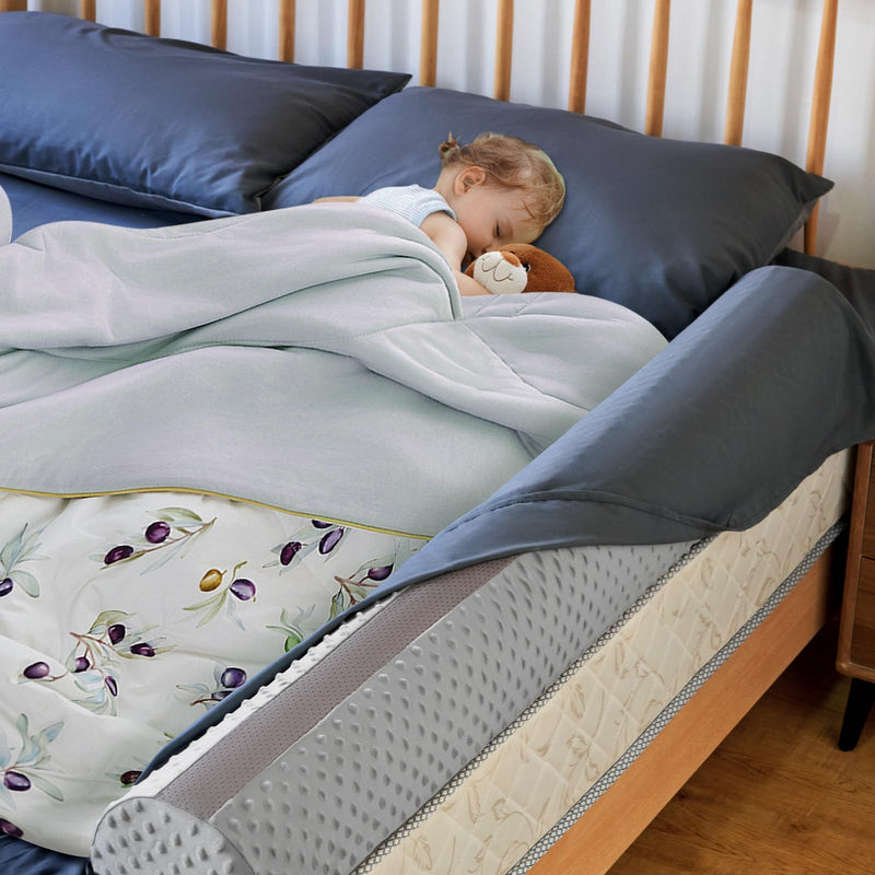 [Australia] - Bed Bumpers for Toddlers Foam Bed Rail for Toddlers 1 Pack Bed Rails Bumper for Queen, King, Twin, Full-Size Bed with Non-Slip Machine Washable Cover Grey 