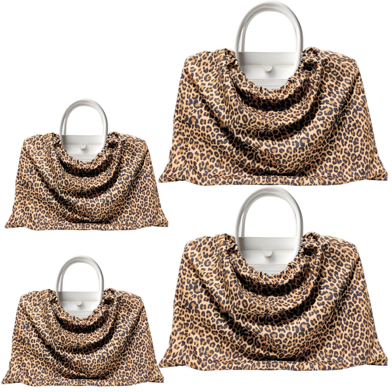 4 Pack Leopard Print Cotton Dust Bags (2 Sizes) - Stylish Drawstring Storage Covers for Designer Handbags, Purses, Shoes & Travel 4 Pcs / 2 Sizes