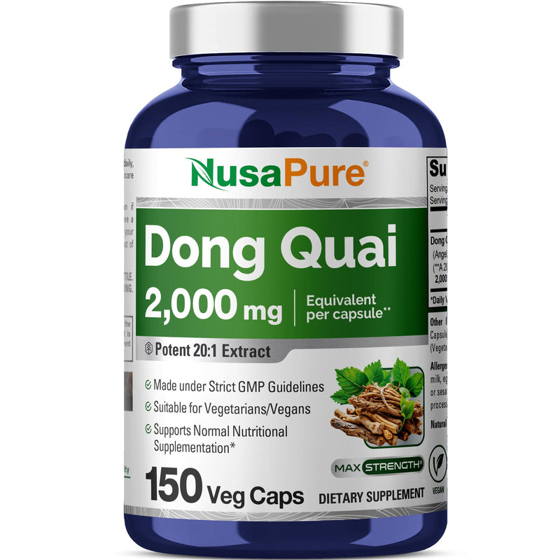 [Australia] - NusaPure Dong QUAI 2,000mg Per Veggie 150 Capsules (Extract 20:1, Non-GMO & Vegan Supplement) 