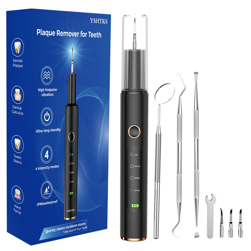 [Australia] - Plaque Remover for Teeth - Tartar Remover for Teeth, Dental Calculus Remover Teeth Cleaning Kit 4 Speed Modes with 4 Replaceable Heads, IPX6 Waterproof with LED Light 