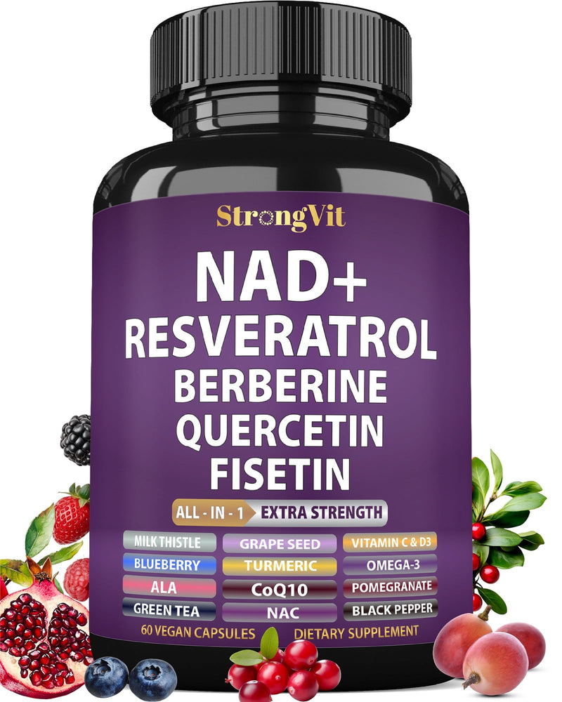 NAD Resveratrol Supplement for Women & Men. Support Cellular Health, Energy + Healthy Aging. Advanced Formula, Plus Third-Party Lab Tested in USA (60 Capsules) 60 Count (Pack of 1)