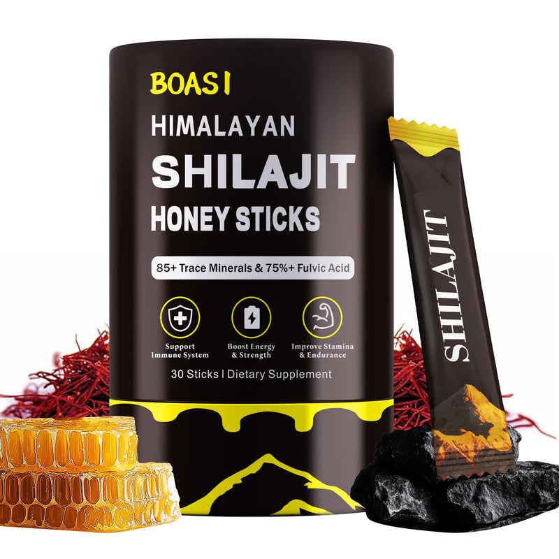 [Australia] - 30PCS Men's Strong Himalayan Shilajit Honey Sticks with Organic Saffron,85+Trace Minerals,75%+ Fulvic Acid,Enhance Cognitive Functions Boost Energy&Strength 