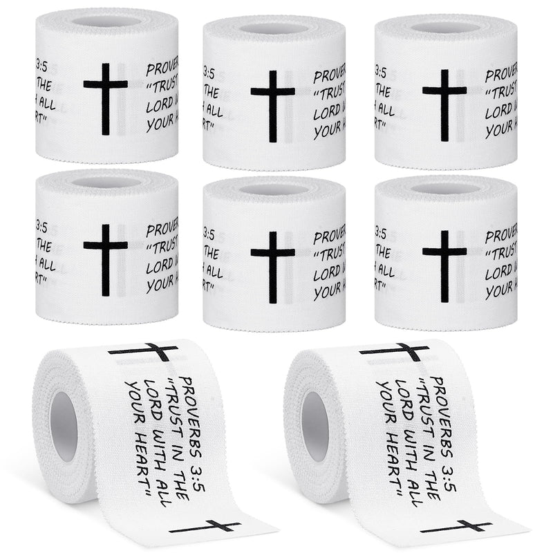 Geiserailie 8 Pcs Christian Cross Athletic Tape Sports Wrist Tape Religious Bible Verses Warp for Soccer Football Athlete Trainers Boxing, Inspirational Christmas Gift for Christian Church