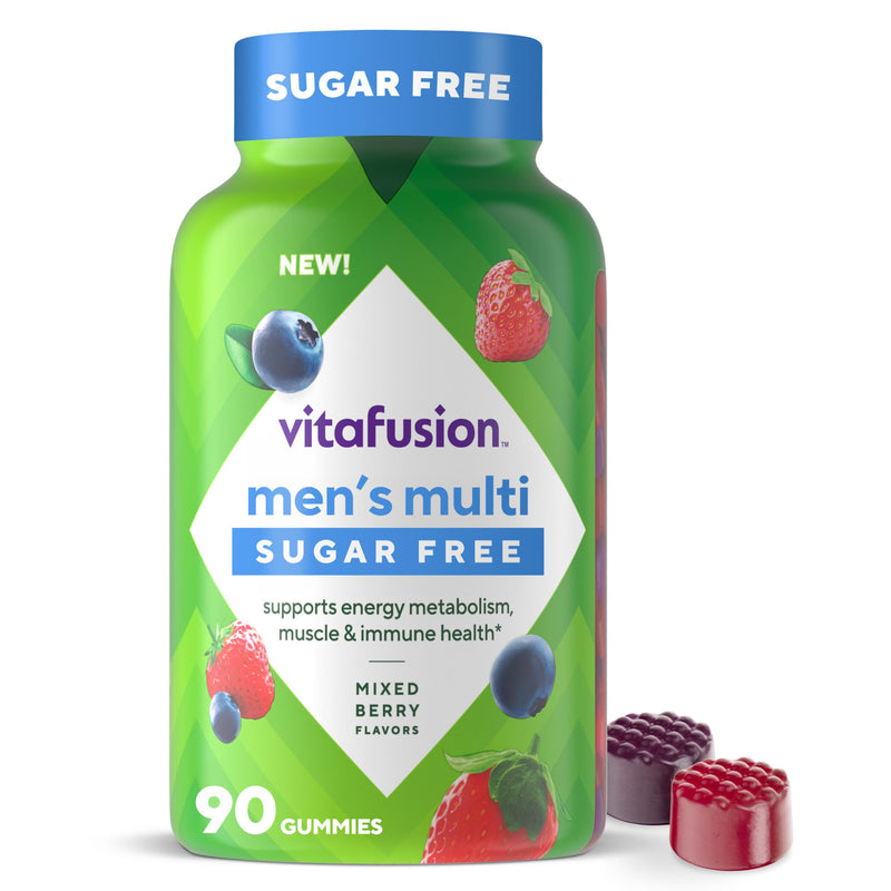 Vitafusion Men's Multivitamins | 90 Sugar Free Gummies for Adults | Mixed Berry Flavors | Gluten-Free Supplement 90 Count (Pack of 1)