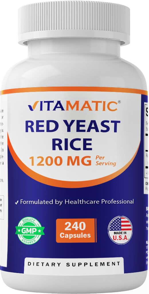 [Australia] - Vitamatic Red Yeast Rice 1200 mg Per Serving - 240 Veg Capsules - Made in The USA - Non-GMO & Gluten Free 