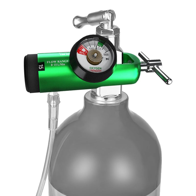 [Australia] - Oxygen Regulator for Oxygen Cylinder CGA870 Connection, Adjustable Flow 0-15 LPM, Portable Oxygen Tank Regulator Brass Sleeve Design (1) 1 
