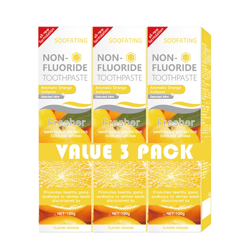 [Australia] - Non-Fluoride Toothpaste Fresh Breath Deep Cleaning Orange Flavor Toothpaste for Sensitive Teeth Whitening Tooth Strengthens Teeth Enamel and Gums 4.23oz-3Pack 4.23 Ounce (Pack of 3) 