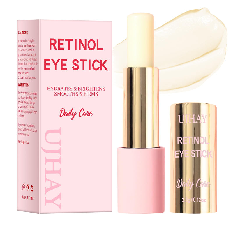 UJhay Retinol Eye Stick, Anti-Aging Eye Balm with Caffeine & Vitamin C, Reduces Wrinkles Dark Circles Puffiness Under-Eye Bags, Hydrating Firming Eye Cream