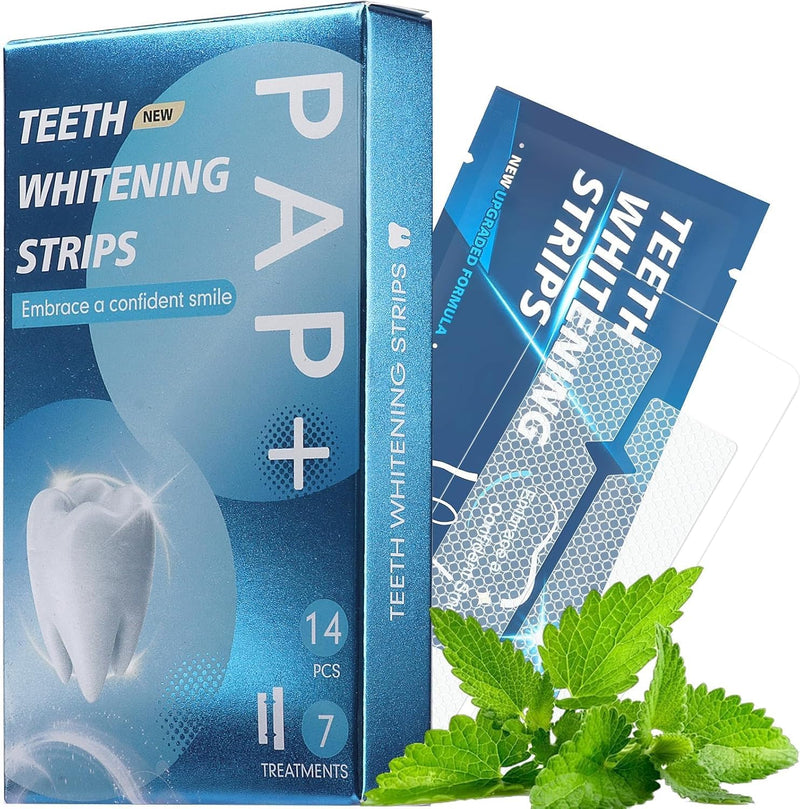 [Australia] - Sensitive Teeth Whitening Strips.7-Day Treatments Kit with Non-Slip, Dry Strip Technology. Peroxide Free. Enamel Protected. Deep Stains Removal - 14 Strips Mint 7 Pices 