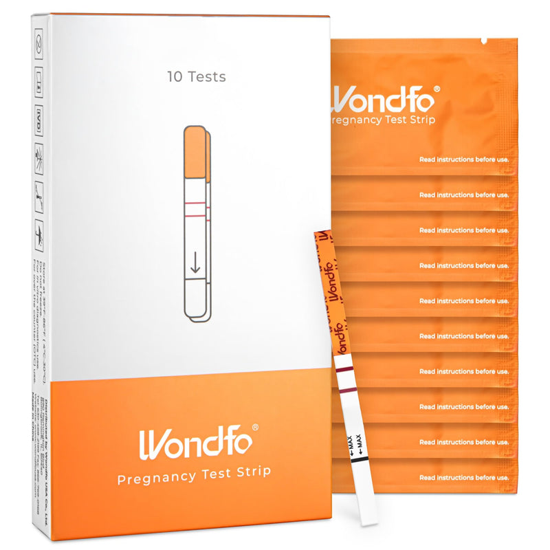 Wondfo 5mm Pregnancy Test Strips - HCG Detection 25 MIU/ml | Pruebas de Embarazo-Home Test of Reliable Result - Individually Wrapped 10 Count 10 Count（5mm,25mIU/ml）