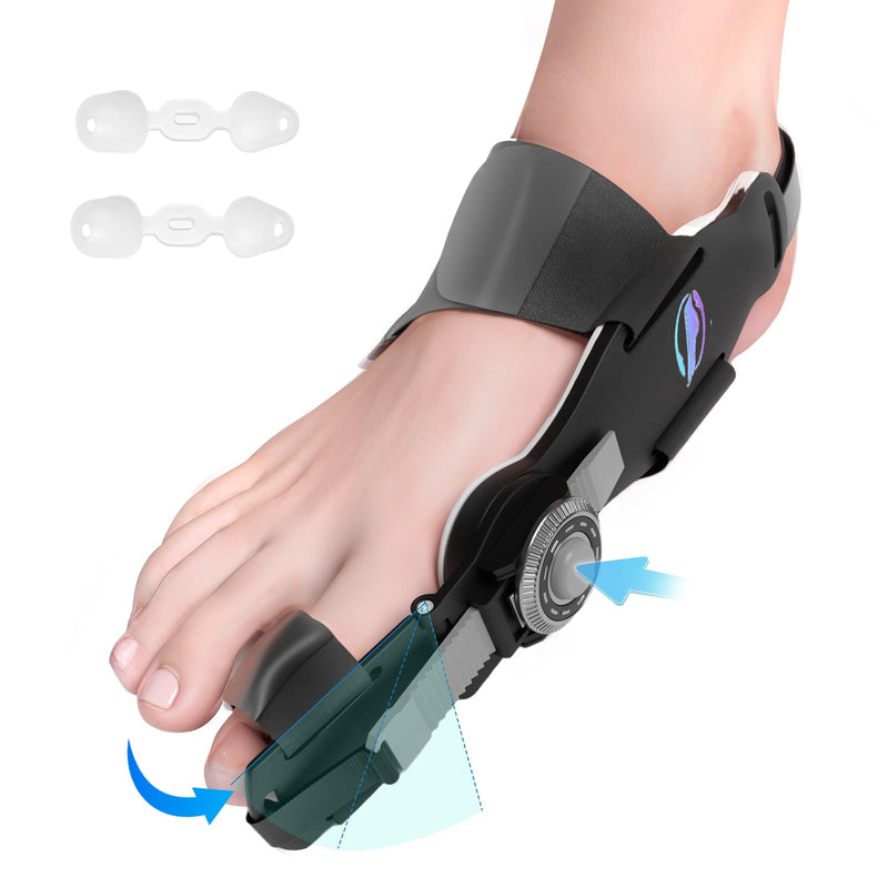 [Australia] - Bunion Corrector for Women & Men, Orthopedic Bunion Splint with Toe Separator Adjustable Toe Straightener Suitable for Left/Right Feet Hallux Valgus Relief(Black 1Pcs) Black 1 