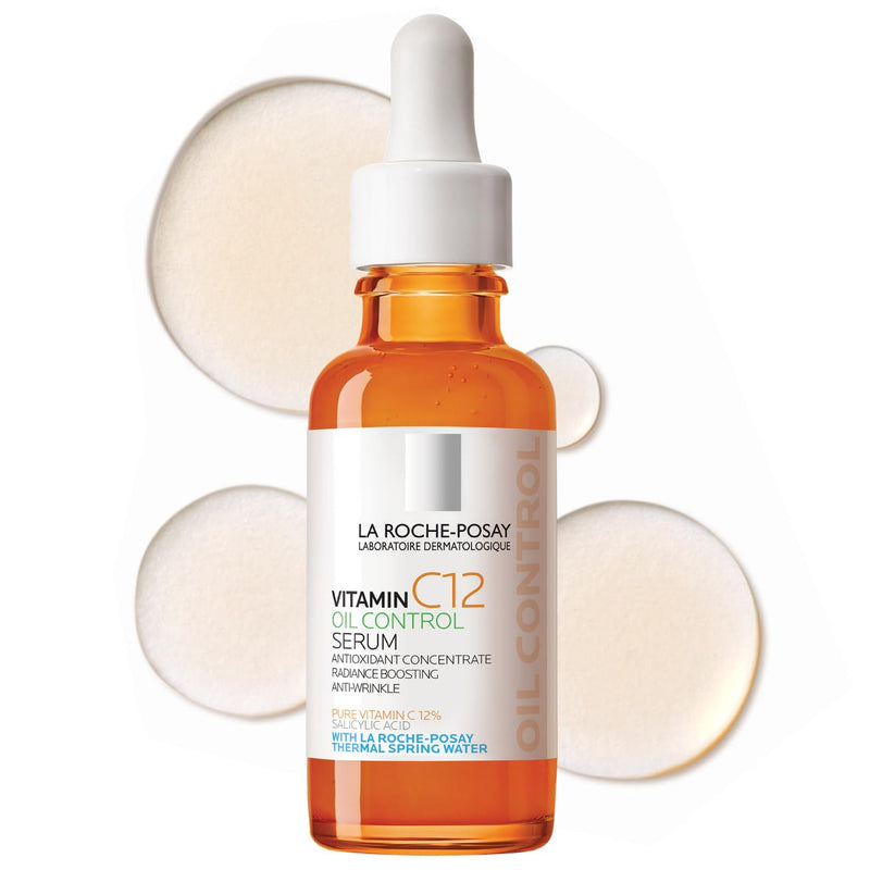 La Roche-Posay Pure 12% Vitamin C Serum For Face With Hyaluronic Acid & Salicylic Acid, Hydrating Face Serum, Boost Radiance & Reduce Wrinkles, 2 Formulas for Normal or Oily Skin Control Oily/Combination Skin - 1.01 Fl Oz
